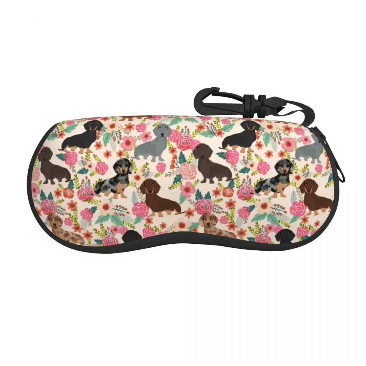 Custom Dachshund Floral Dog Patterns Shell Glasses Case Unisex Travel Badger Sausage Eyeglasses Case Sunglasses Protector Box