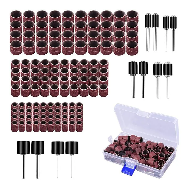 A20F-132 Pieces Sanding Drum Set,120 Pieces Aluminum Oxide 120Grit Drum Sander Sanding Sleeves And 12 Pieces Drum Mandrels