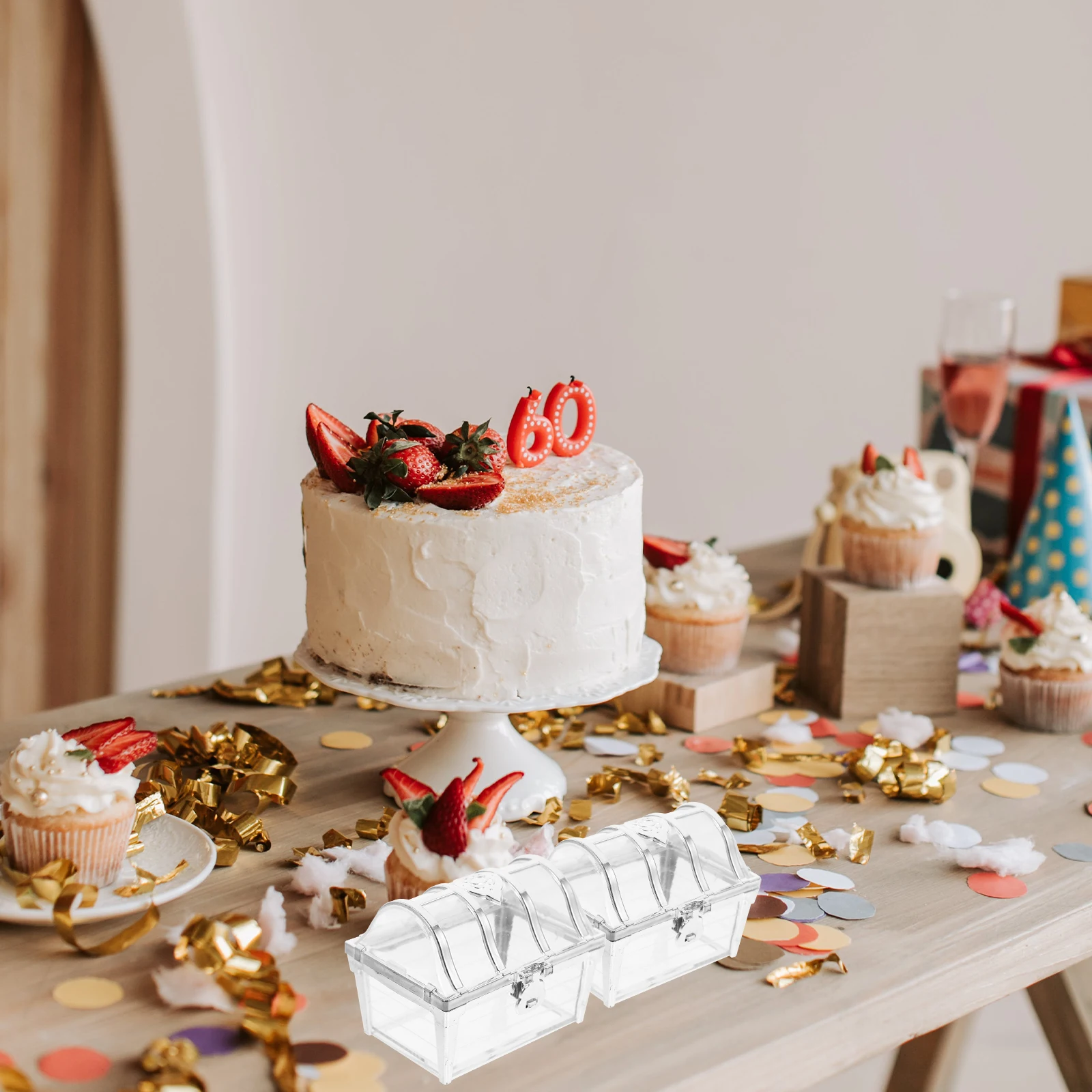 

Mini Treasure Chest Candy Box Sweets Packing Boxes Decorate Gold Silver Banquet