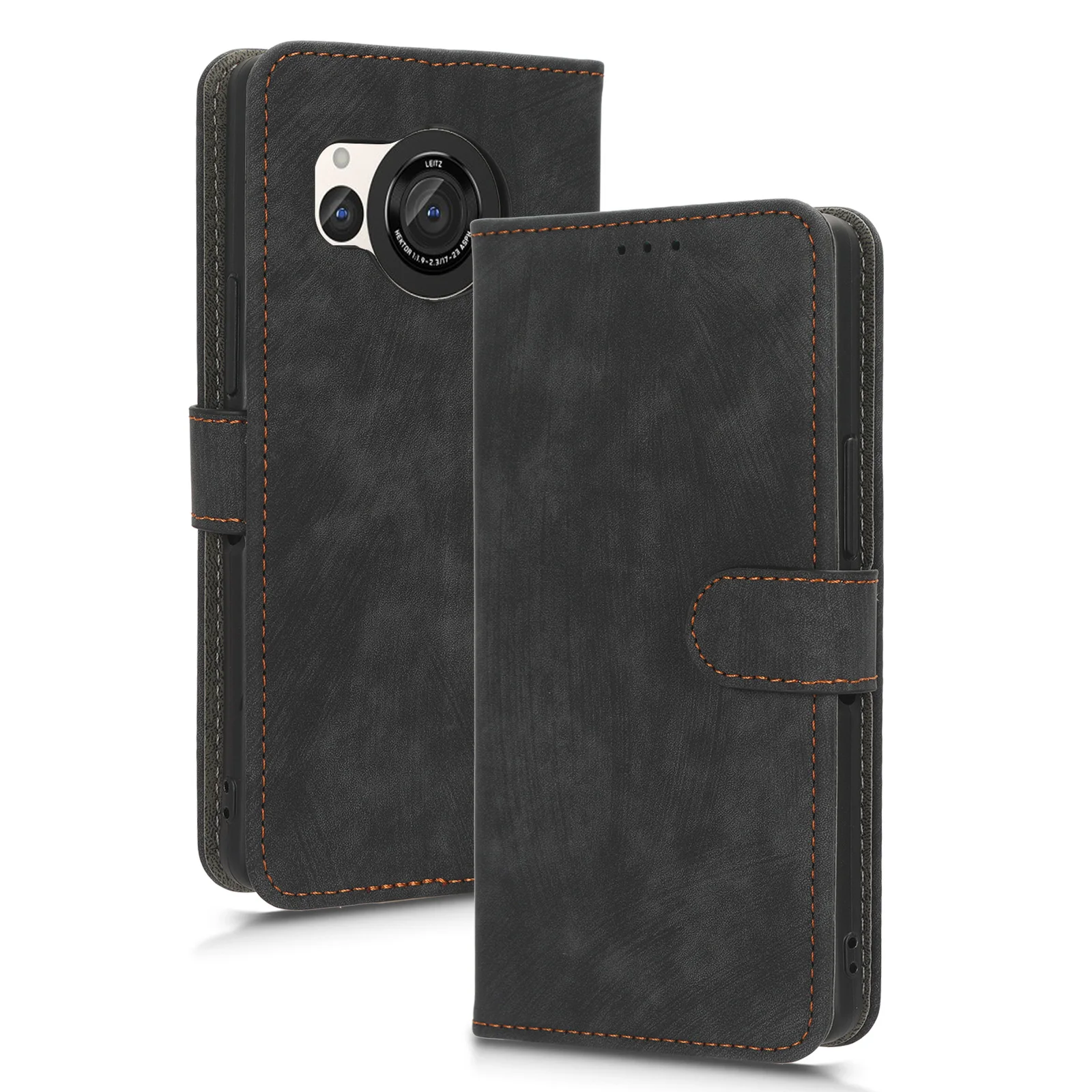 Flip Leather Cover For Sharp Aquos R8 6.39 inch Magnetic Button RFID Protection Anti Theft Card Slot Wallet Shockproof Case