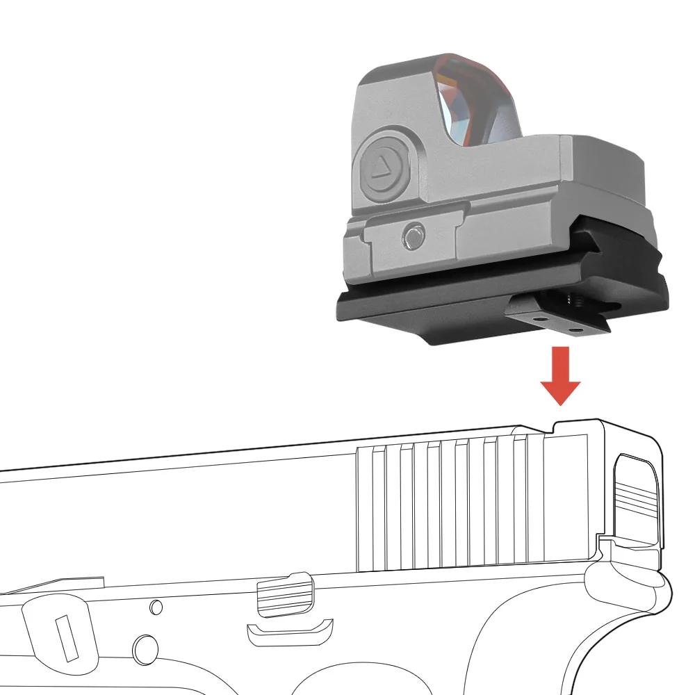 

OPTICS Red Dot Sight Mounting Plate Rail fit Glock Model G17 19 20 21 22 26 42 43 aluminum Picatinny Rail width 25.57mm