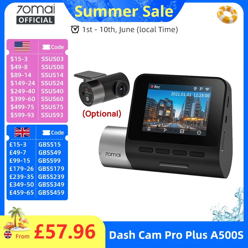 70mai Dash Cam Pro Plus A500S