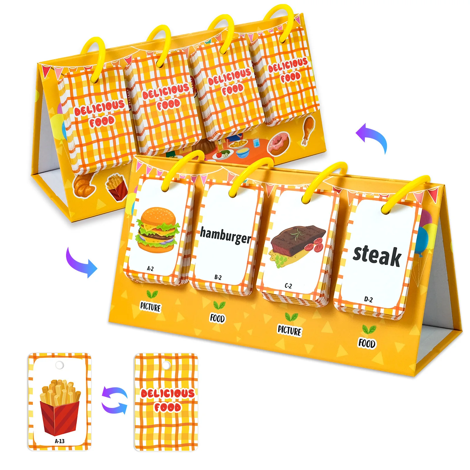 New 92 Food Desktop Cards Word Cognition Early Learning Graphic Educational Parent Child Interactive 3D Cards Fun Useful