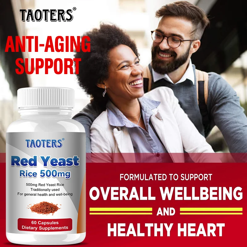 Natural Plant Edible Red Yeast Rice Capsules - Improve Digestion, Immune System, Blood Circulation, Lower Cholesterol