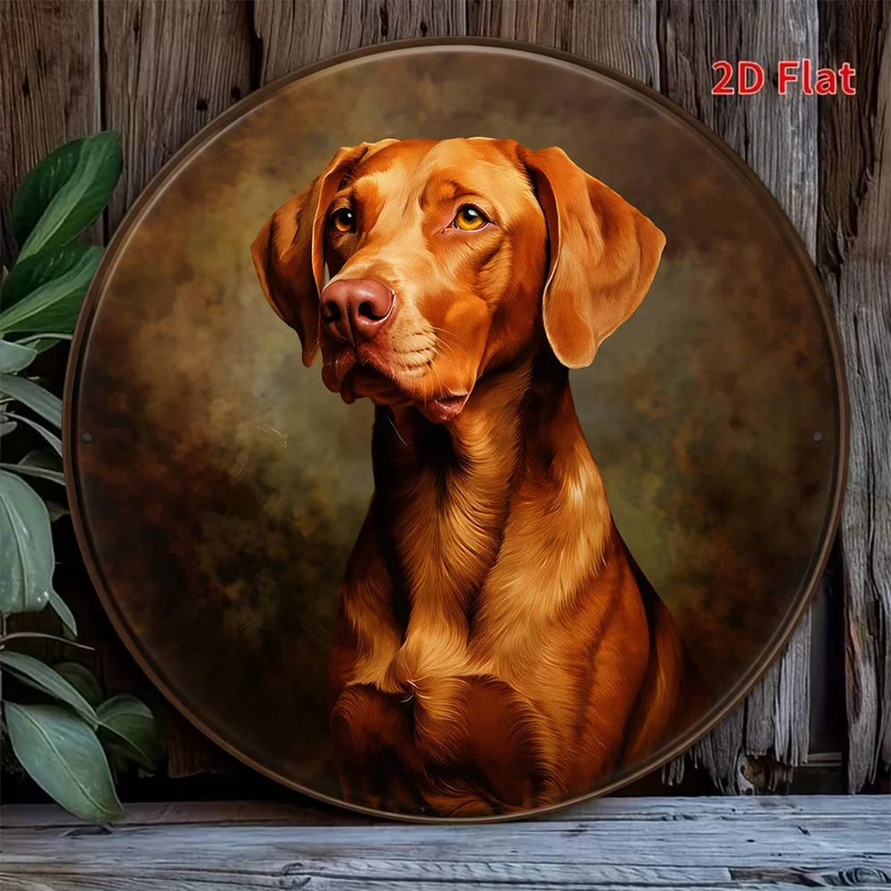 2D Flat - 【2D Flat】 2D Flat Print 1pc Metal Iron Sign 1pc 8 * 8In / 20X20Cm 2D Flat Round Sign, Vintage Plaque about Vizsla, Hun