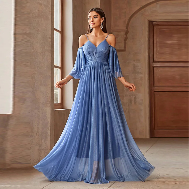 

Spring and Summer New Style Strap Off Shoulder Sexy Dress Banquet Gown