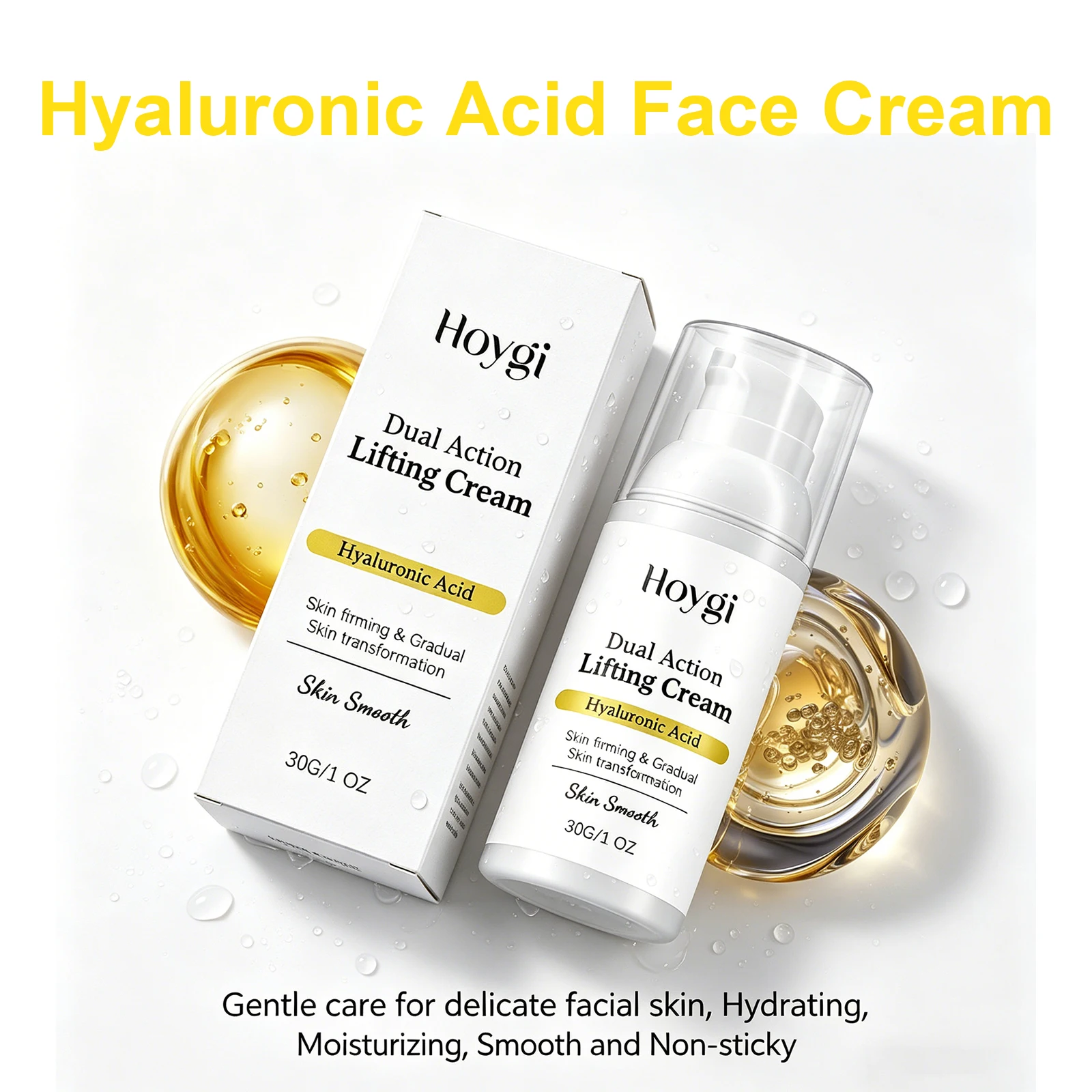 Crema Facial con Ácido Hialurónico, Hidratante Reafirmante, Reduce Líneas Finas, Suaviza, Ilumina, Cuidado Diario, Unifica el Tono de Piel, 30g