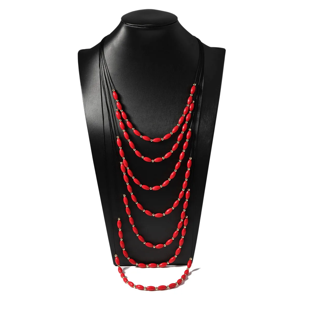 Bohemian personality temperament retro style multi-layer beads stacked wearing long necklaces temperament versatile women's mode