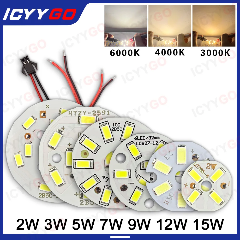 1 szt. Tablica świetlna LED o wysokiej jasności 2W 3W 5W 7W 9W 12W 15W 20MM - 100MM SMD 5730 dla żarówki DIY okrągłe źródło światła transformacji