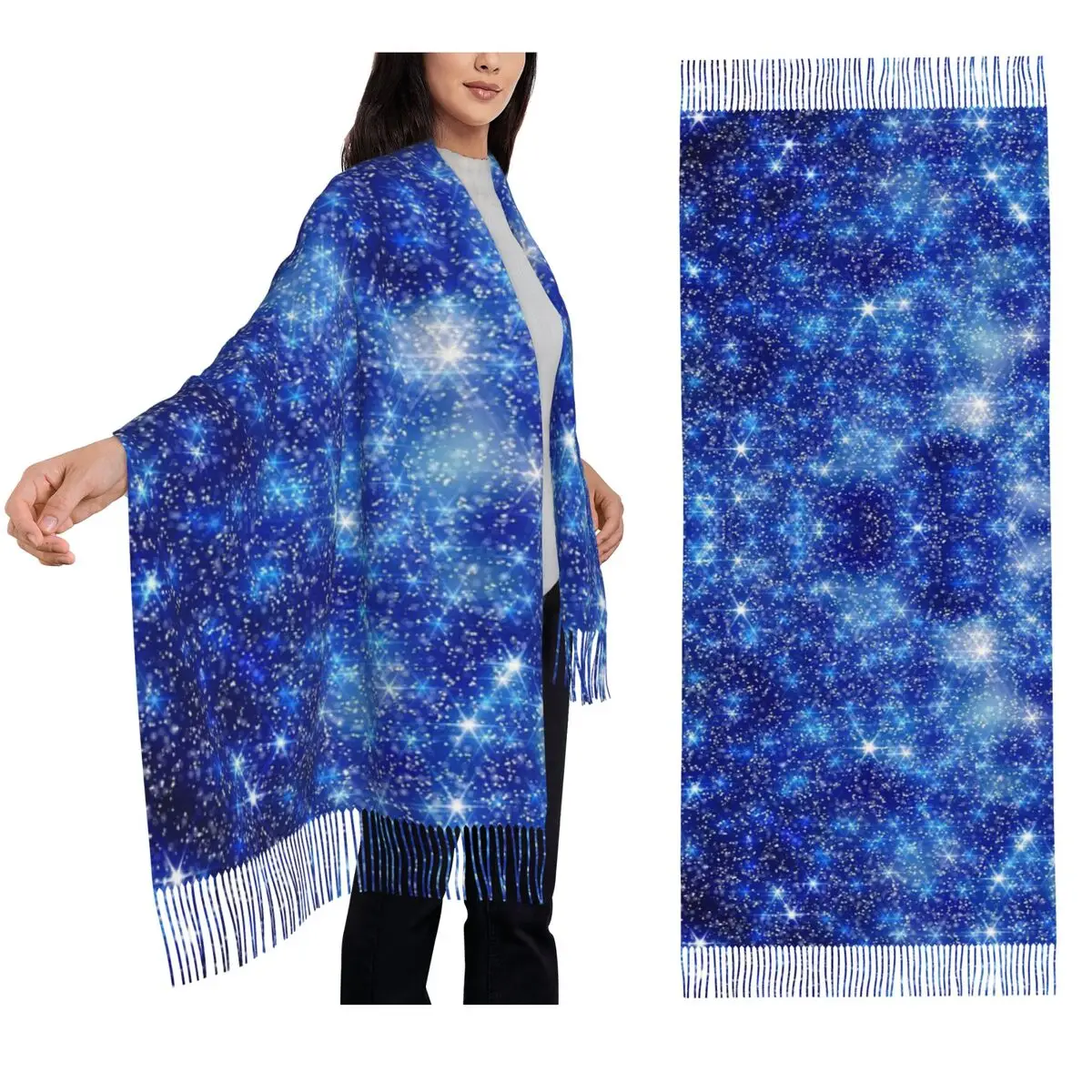Space Galaxy Constellation Scarf Tassel Scarves Women Soft Warm Shawls and Wraps Long Fall Winter Shawl Wrap