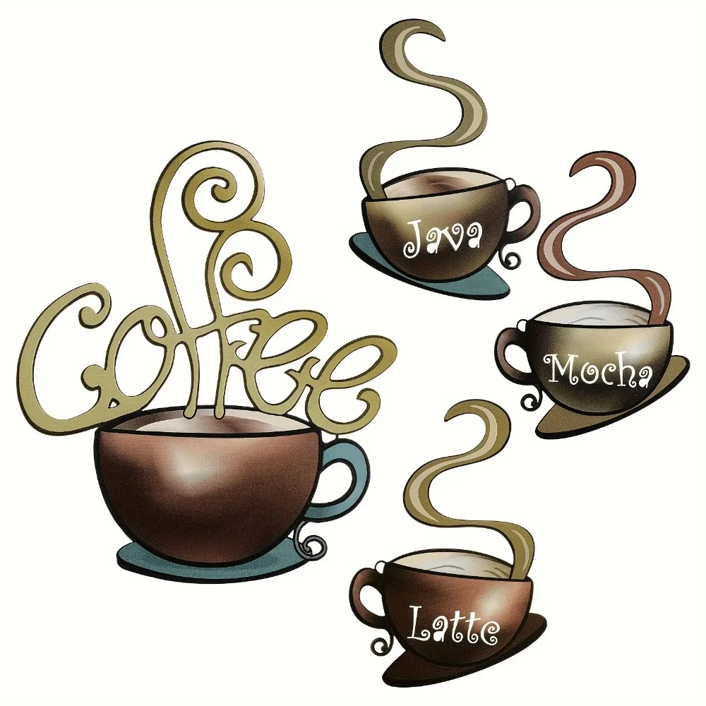 CIFBUY Metal Wall Art Vintage Coffee Mugs Iron Sculpture Hanging Decor For Home Kitchen Bar Perfect Gift For Coffee Lovers