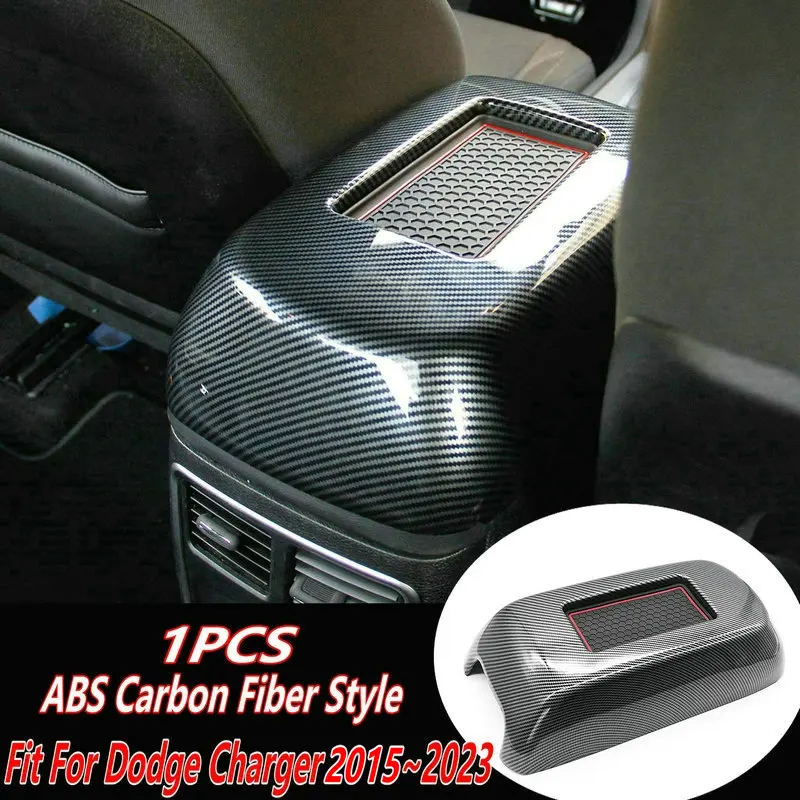 

1Pcs For Dodge Charger 2015~ 2021 2022 2023 ABS Carbon Fiber Style Car interior middle armrest decorative cover