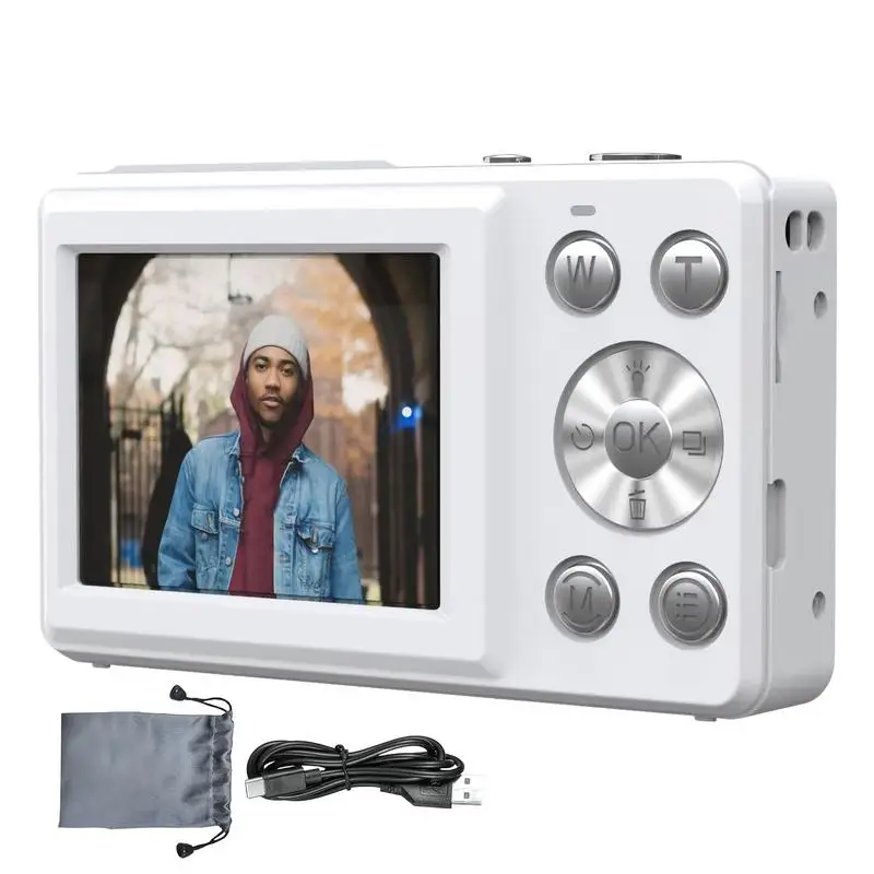 

Compact Digital Camera 4K HD Small Digital Camera Small Photography Device 18X Zoom Anti-Shake Autofocus 2.4in Screen Camcorder