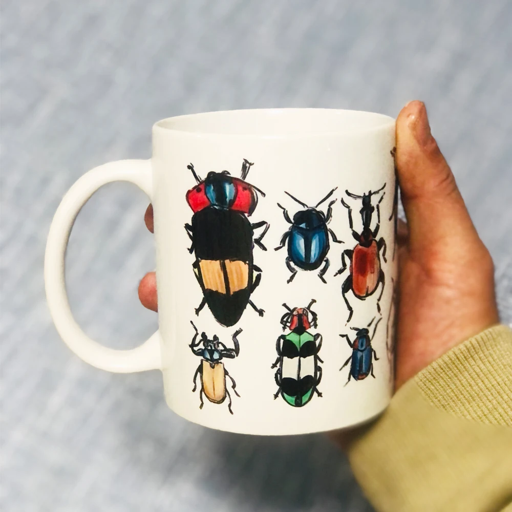 various insect collection patterns Ceramic mug 11oz white ceramic coffee mug Birthday gift for insect lovers