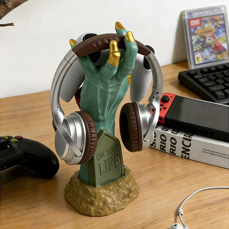 Creative skull hand gamepad, earphone holder, computer desktop storage decorative ornament