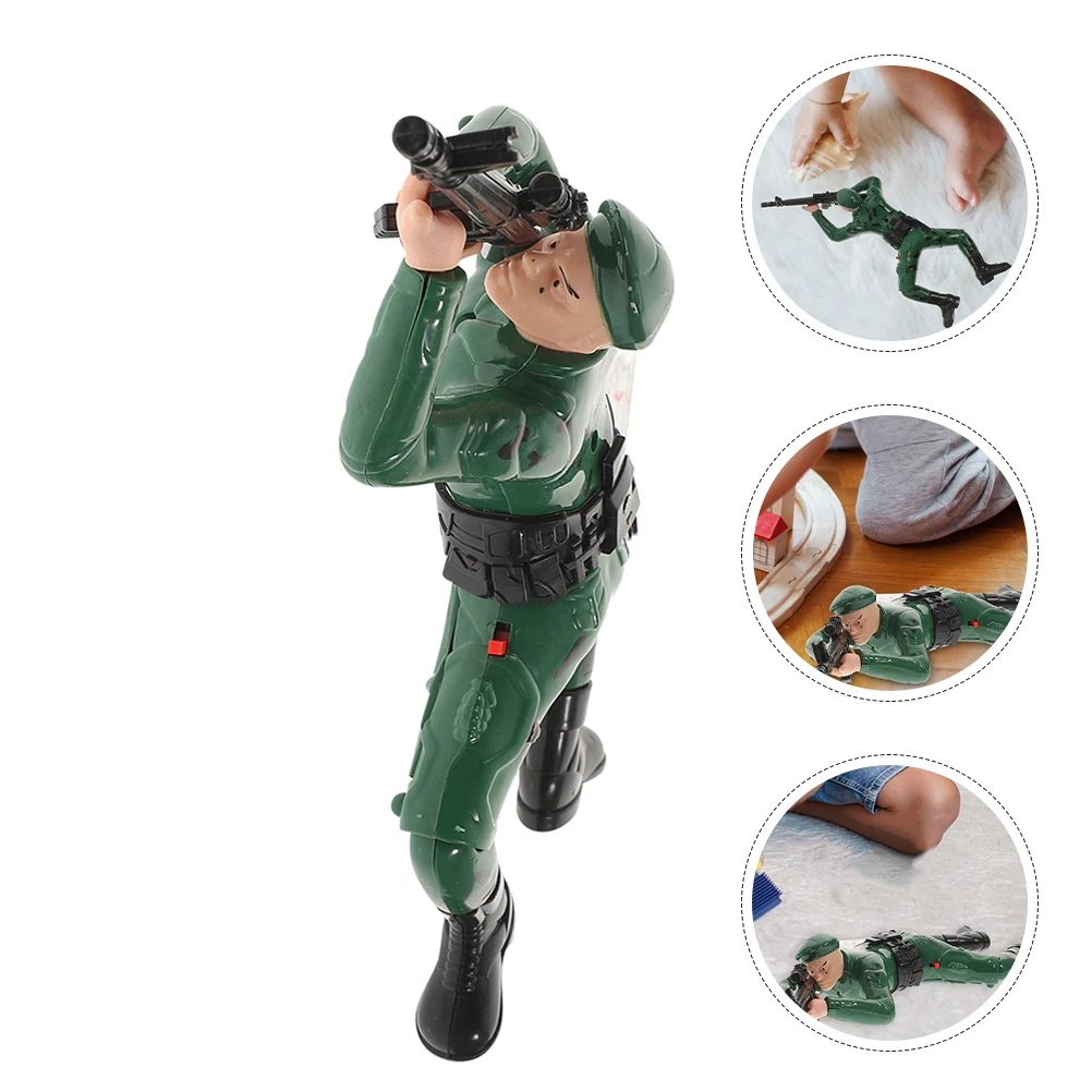 

2 Pcs Soldier Crawling Toys Army Men Soldiers Boy Baby Action Figures Electric Light Child