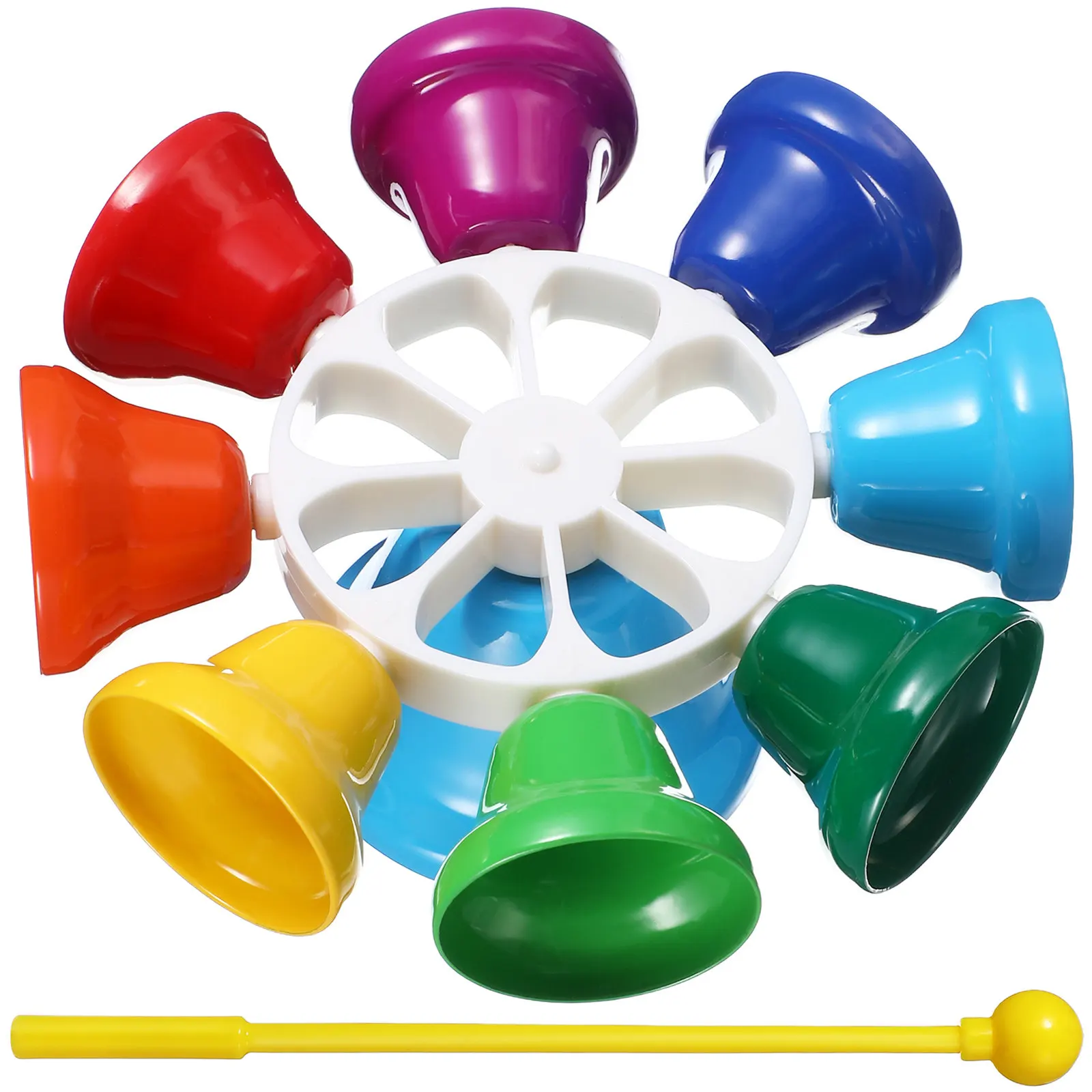 Eight Tone Bell Set for Kids Metal Hand Bells Bright Colors Early Childhood Music Education Instrument Brain Development