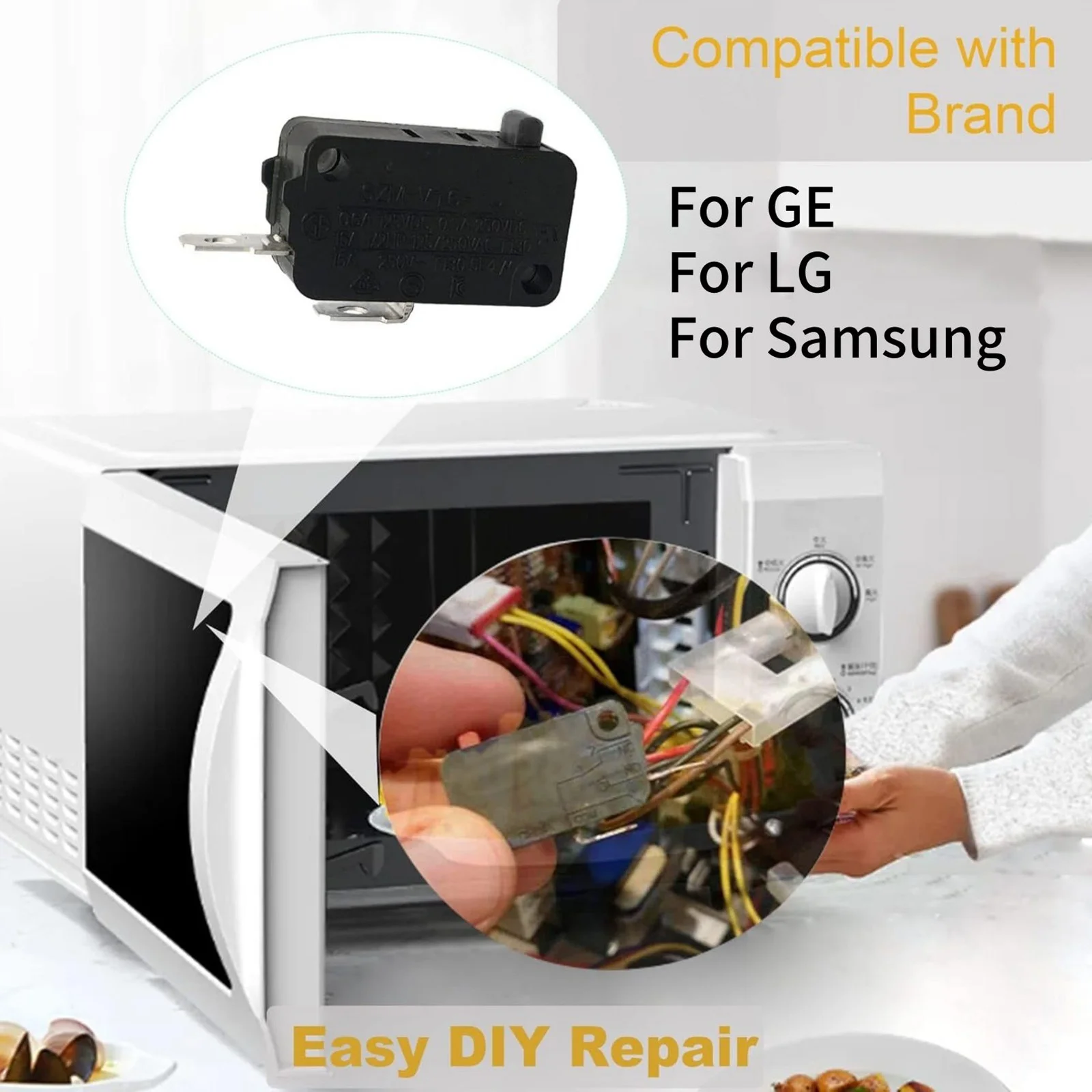 2pcs Micro Normally Open 1pc Close Switch Micro Switch Microwave Oven KW16(5)A 250VAC Microwave Oven Door