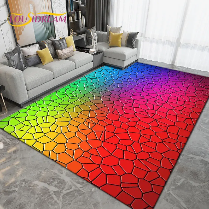 Rainbow Chromatic Colour Illusion Area Rug Large,Carpet Rug for Living Room Bedroom Sofa Doormat Decoration,Non-slip Floor Mat