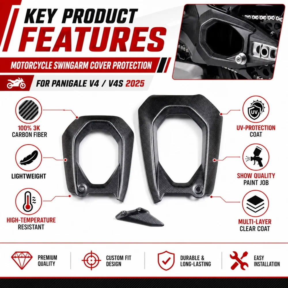 For DUCATI Panigale V4 / V4S 2025 Carbon Fiber Swingarm Cover Protection Swing Arm Motorcycle Panigale V4 / V4S 2025 Accessories