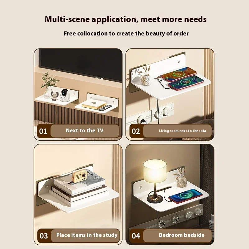 Projector wall mounted shelf, wall mounted router placement rack, set-top box bracket, non perforated household storage rack