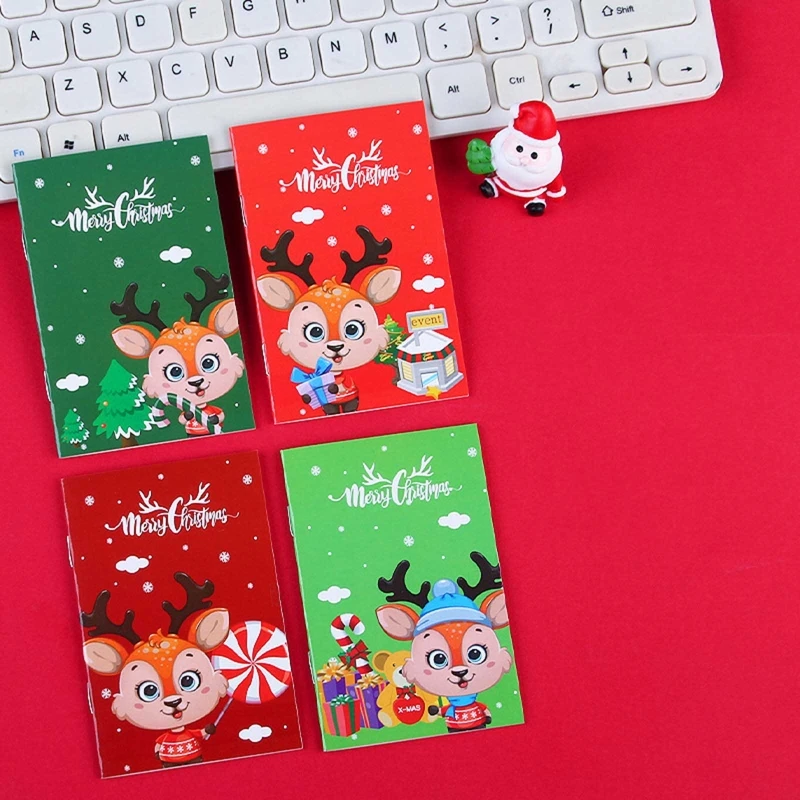 10 Pieces Christmas Notebook Mini Cartoon Journal Notepad for Kid Adult Gift