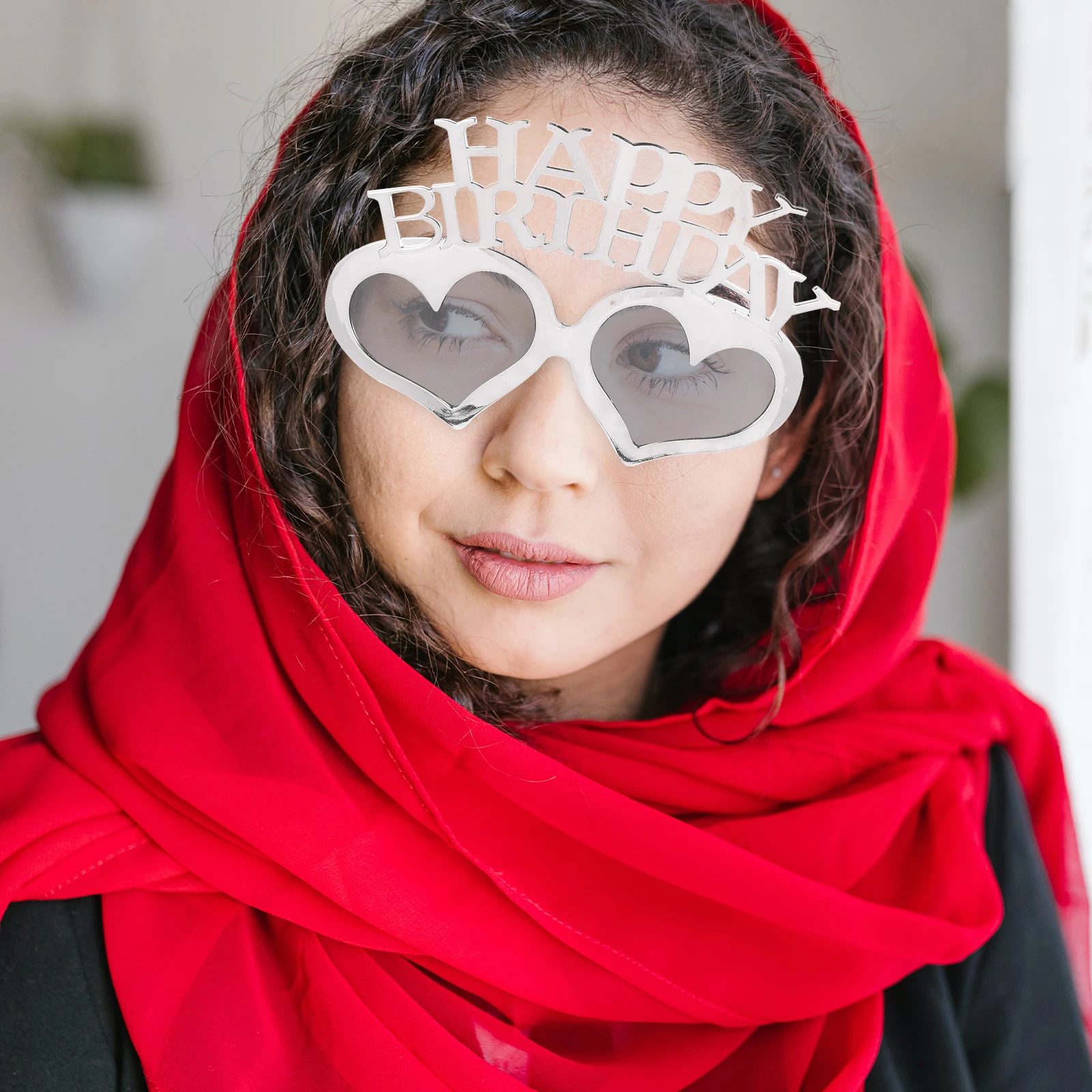 

Heart Shaped Sunglasses Birthday Eye Photo Booth Props Decorations Silver Travel
