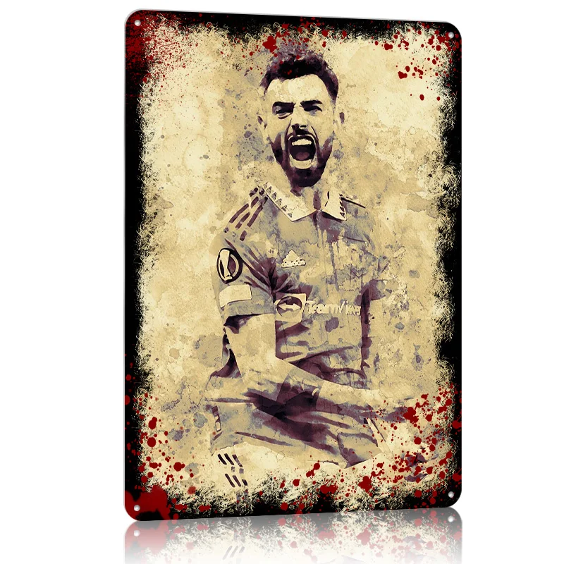 Бруно Фернандес Футбол Алюминиевый Печатный Плакат Винтажное Украшение Гостиная Пользовательские Металлические Вывески для Настенного Художественного Украшения Дома Бруно Фернандес Футбол Алюминиевый Печатный Плакат Винтажное Украшение Гостиная Пользовательские Металлические Вывески для Настенного Художественного Украшения Дома