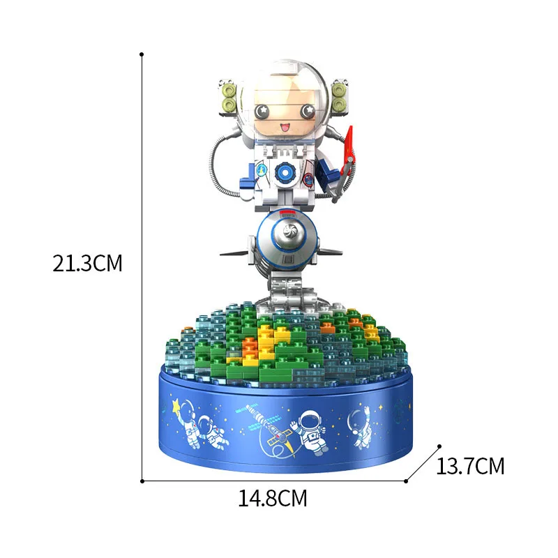 

Прекрасные фигурки космонавтов, строительный блок, креативная музыкальная шкатулка, строительные наборы, кирпичные развивающие игрушки со светом для детей, подарок