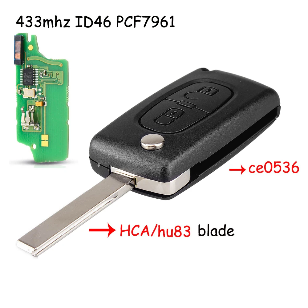 KEYYOU 2/3 Tasten Remote Key Fob Für Peugeot 207 307 407 408 308 Für Citroen C4 C2 FRAGEN 433Mhz ID46 PCF7941 VA2/HCA Klinge