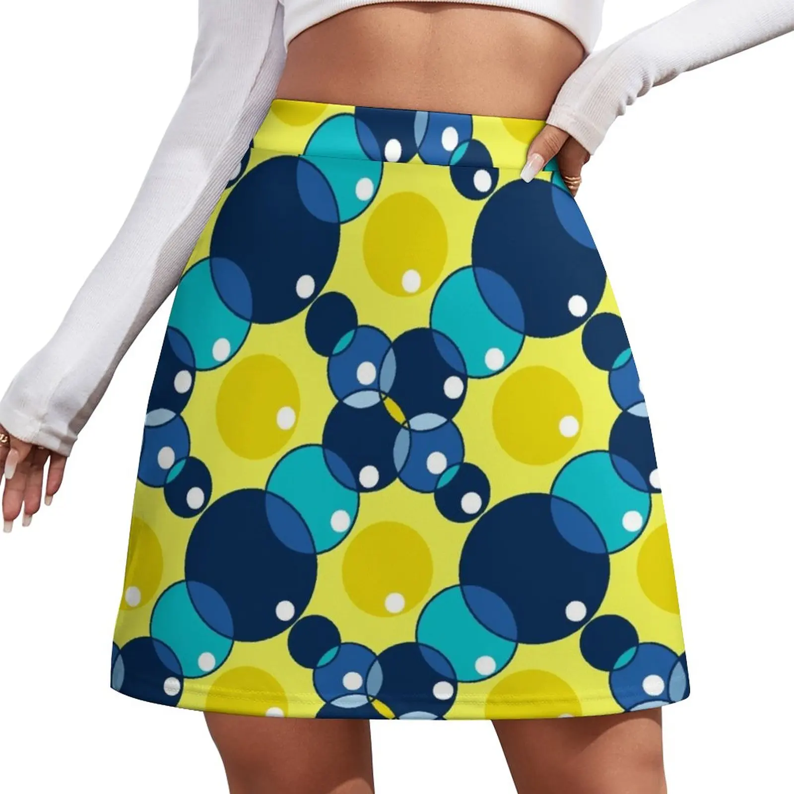 

Circles Of Blue Mini Skirt mini denim skirt kawaii skirt 90s vintage clothes