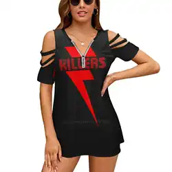 Best Seller The Killers Logo Exselna Favorite Essential T - Shirt Women'S Clothing V-Neck Tops Zipper Tee Ladies Casual Sexy