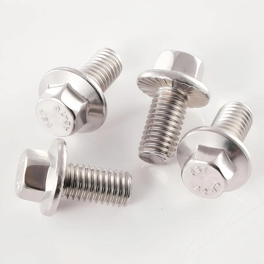 Bulloni esagonali flangiati M8 x 30mm Viti esagonali flangiate Bullone M8x1.25 Acciaio inossidabile 304 A270 Finitura brillante Esagono completamente filettato