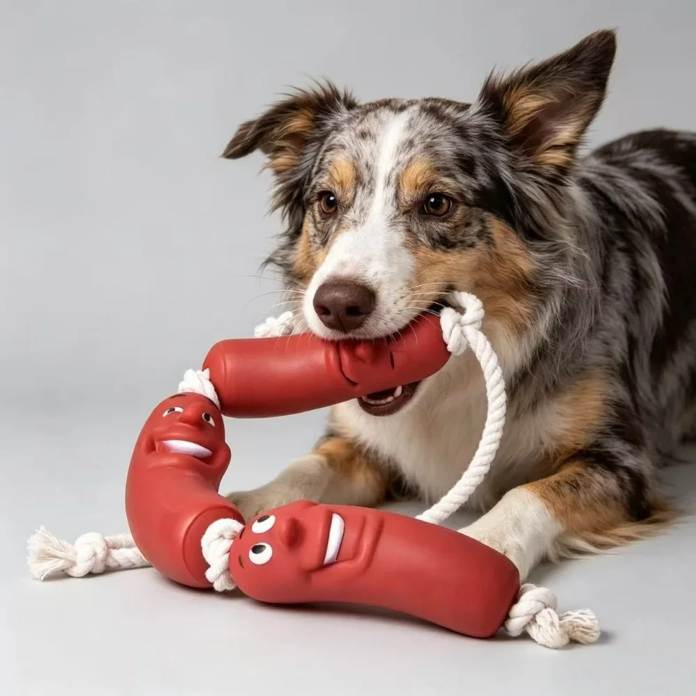 Niedliches, lustiges Dackel-Seilspielzeug, interaktives Zerrspielzeug für kleine und mittelgroße Hunde, Baumwoll-Zahnpflegespielzeug, Spielzeug zur Langeweilebekämpfung für Haustiere