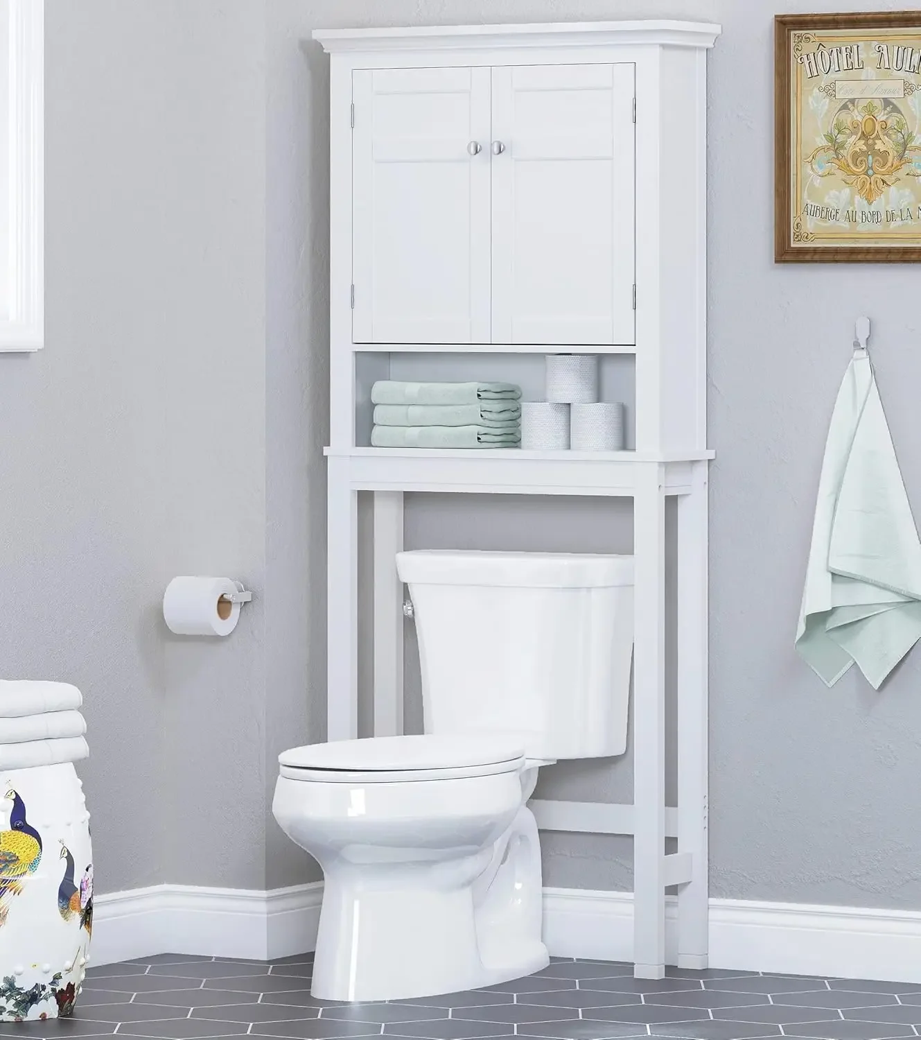 

The Toilet Storage Cabinet, Bathroom Shelf Over The Toilet, Over Toilet Bathroom Organizer (White)