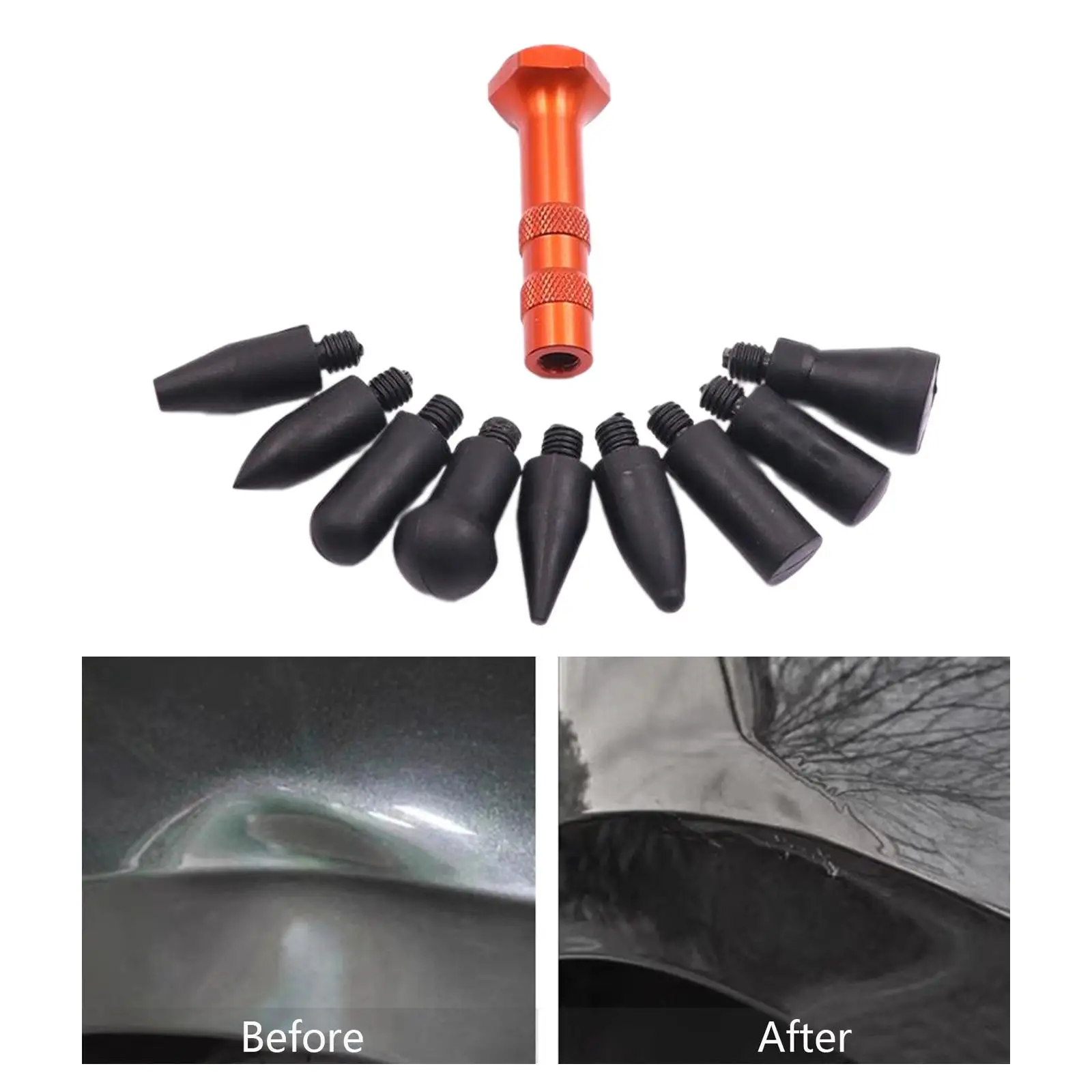 

Car Dent Repair Tools Premium with 9 Heads Tips Auto Body Part Easy to Use Paintless Dent Repair Tools Auto Knock Down Pen