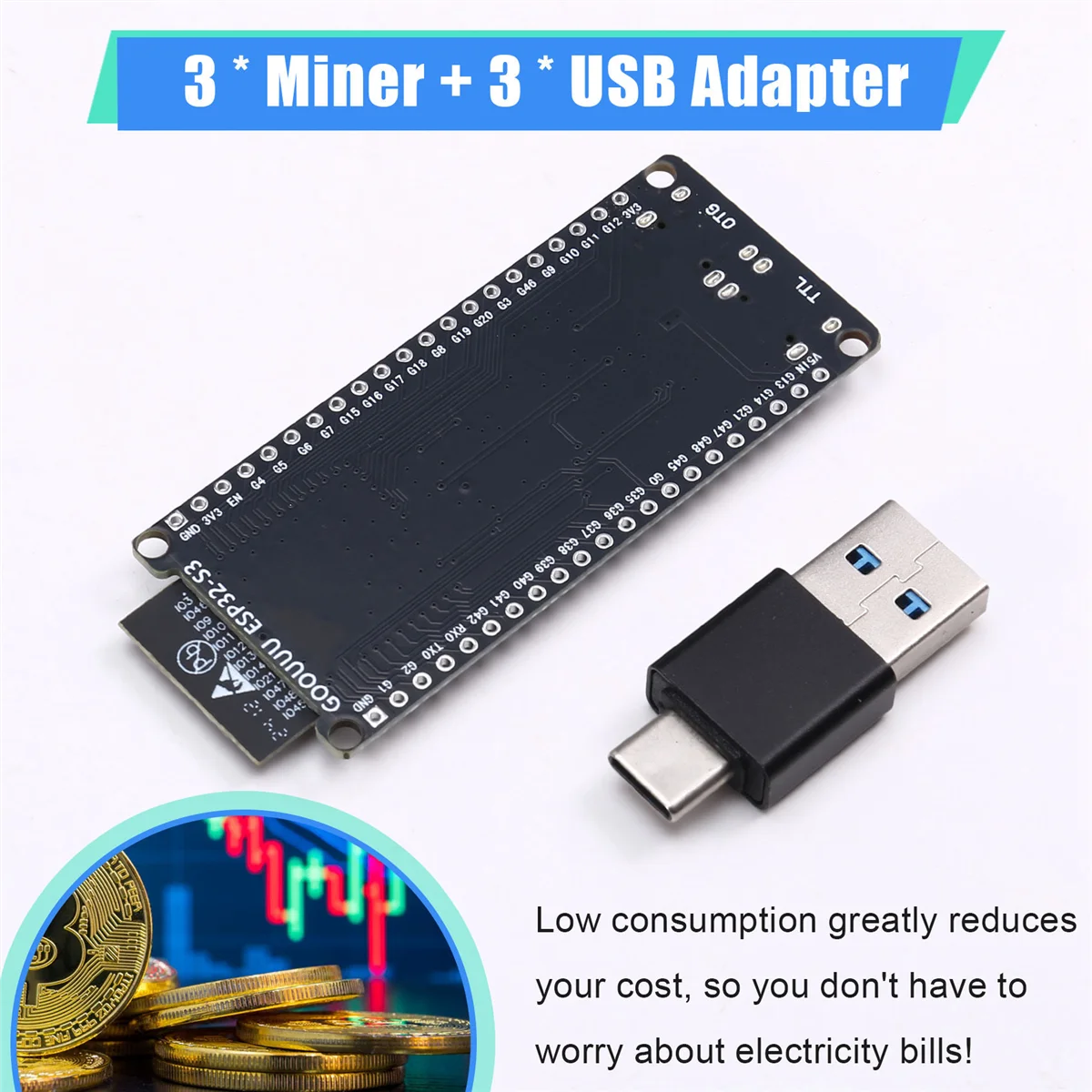 N33R_3PCS BTC Miner Solo Lottery Miner + Adaptador USB Bitcoin BTC Miner