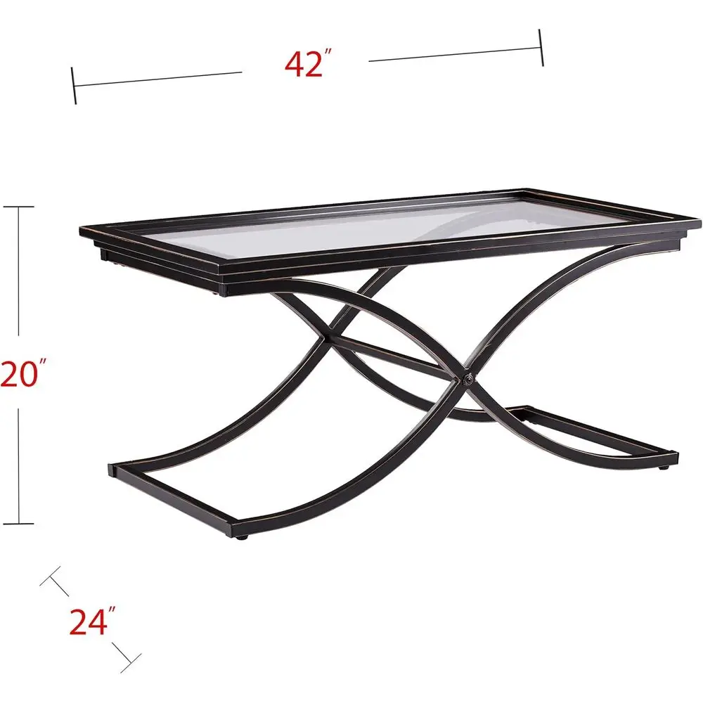 طاولة قهوة من الزجاج المقسى من النحاس الأسود المتعثر