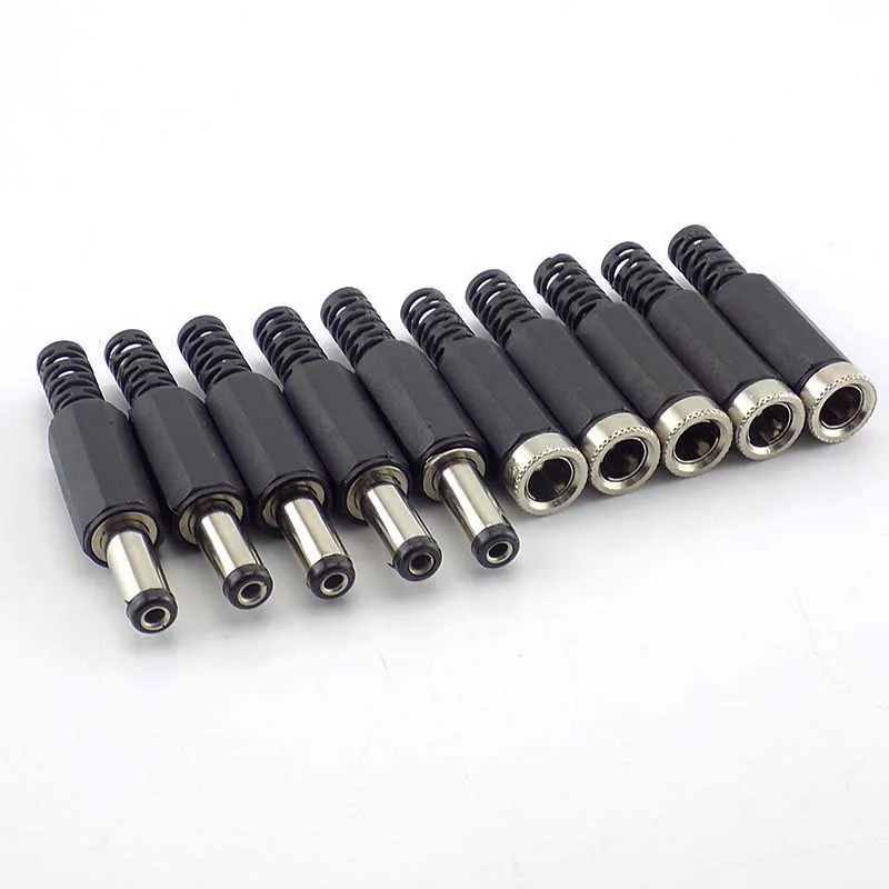 10Pcs CCTV DC Male Female Connectors Power Jack Plug cable Extension cord adaptor Cctv Camera Security System DIY 2.1*5.5MM C4