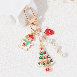Lovely Snowman Tree Present Christmas Keychains Santa Claus Penguin Key Rings For Women Men Feiendship Gift Handmade Jewelry