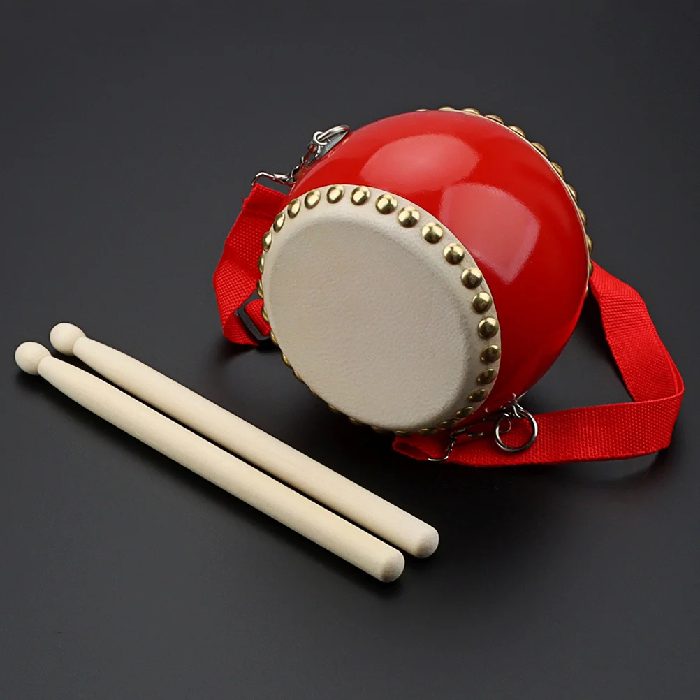 

1Set Red Drum Hand Percussion Instrument for Kids Musical Talent Development Portable Drum Set for Stage Performance and Party