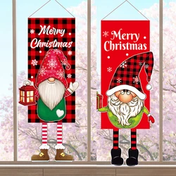 Christmas Wall Hanging Flag Merry Christmas Door Hanging Banner Decor New Year Gift Santa Claus Creative Long Leg Hanging Flag