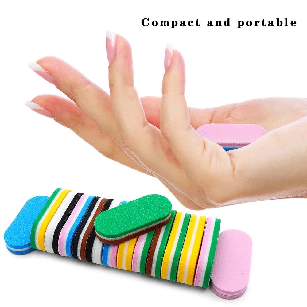 20Pcs Thin Sponge Nail File Remove Nail Gel Polish Emery Board Buffer Polish Files Block Pedicure Manicure Buffing Nail Art Tool