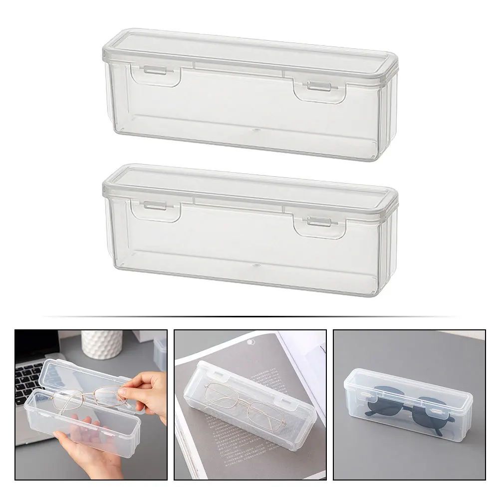 

2Pcs Sunglasses Organizer Plastic Transparent Eyeglass Holder Durable Travel Storage Box for Table Display Case Glasses