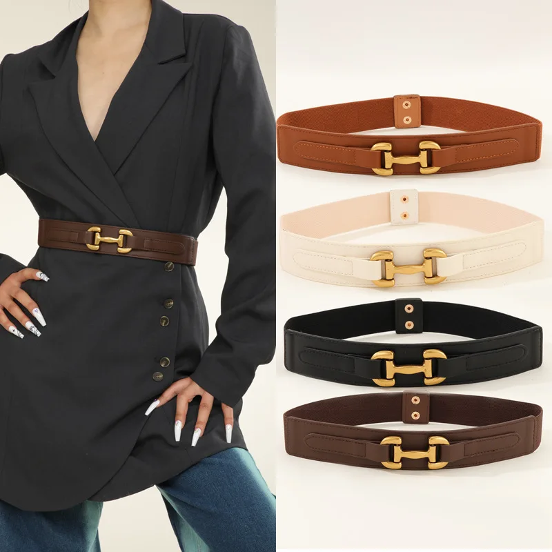 

Модный женский эластичный пояс с новой пряжкой из сплава, превосходный однотонный ремень, аксессуары для платья, универсальный пояс