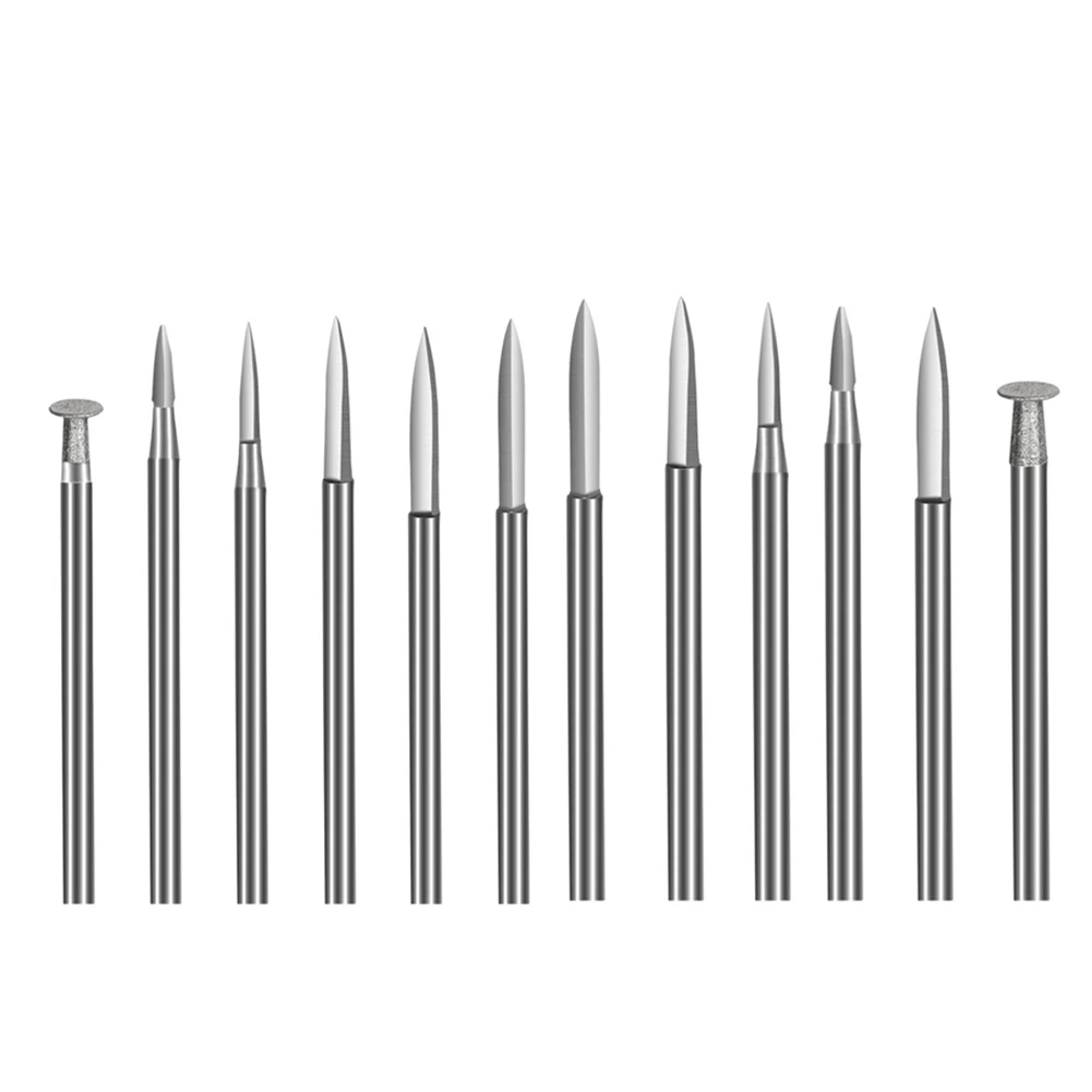 6 Stück Holzschnitzbohrer für Drehwerkzeug, 2,35/3 mm Schaft, Gravur- und Schleifstifte für Kunsthandwerk, Metall, 2–5 mm, verschiedene Größen