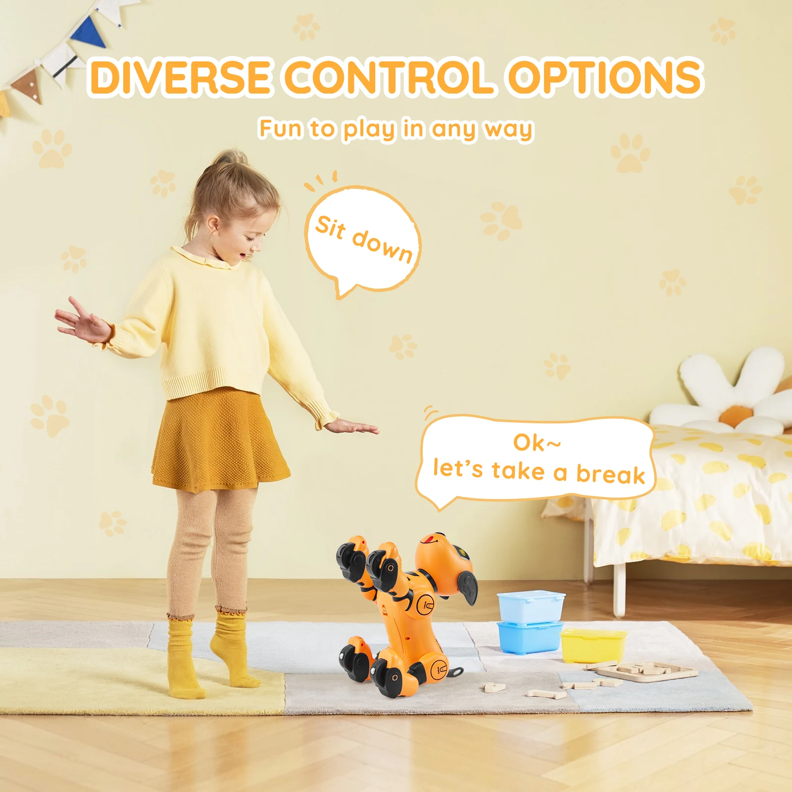 VEVOR - Juguete robot para perros con control remoto, 2,4 GHz, programable, interactivo, para niños, con función de seguimiento, control táctil y por voz, juguete acrobático RC para niños y niñas de 3 años en adelante