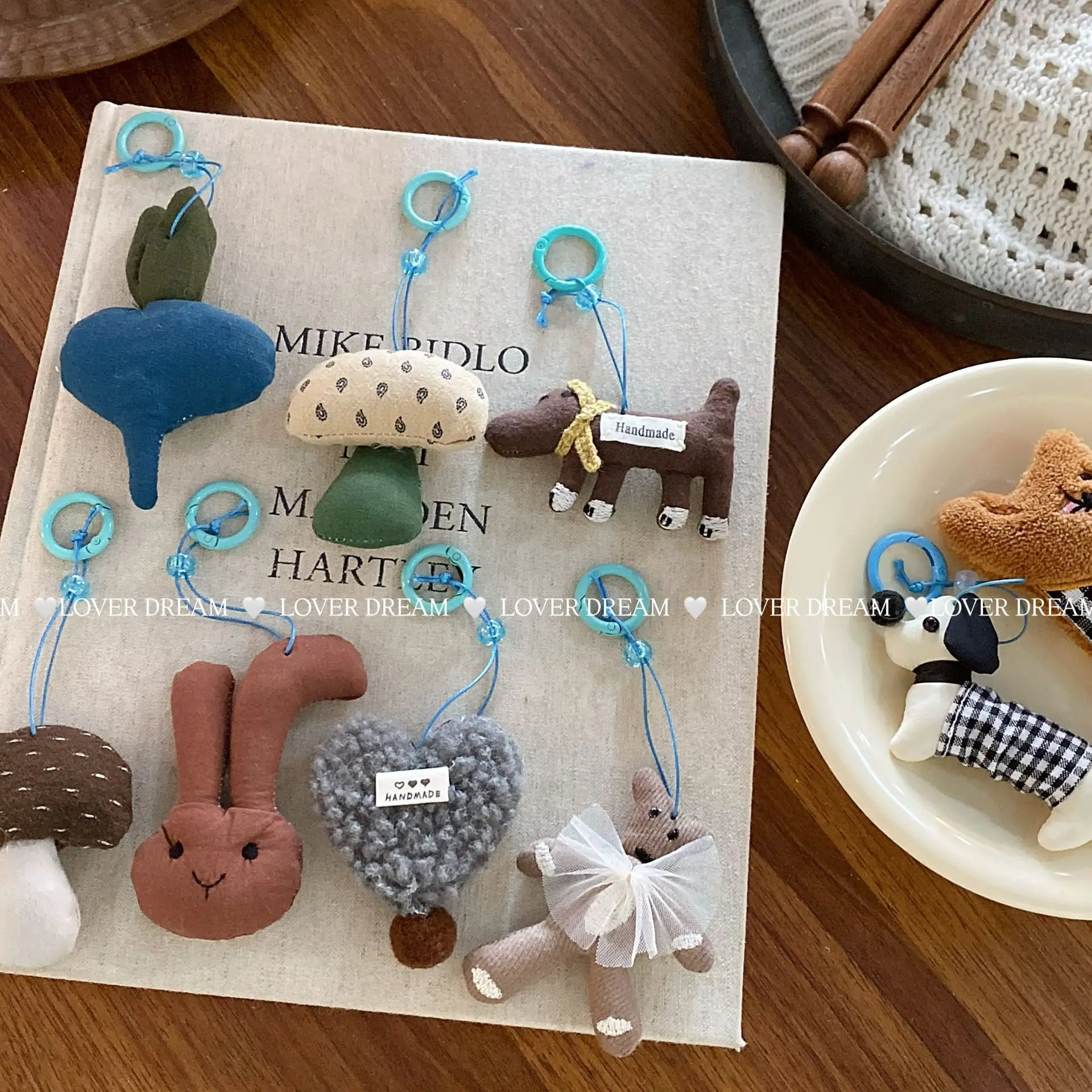 Stuffed Fabric Mushroom Dog Keychain for Bag Cute Korean Adorable Plush Hanging Ornament Lightweight Daily Soft Non Slip