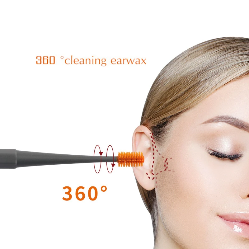 Ear Wax Removal Tool Double-head Spiral Spring Silicone Scoop Ear Cleaner Ear Pick Set 360° Spiral Swab Nettoyage Du Cérumen