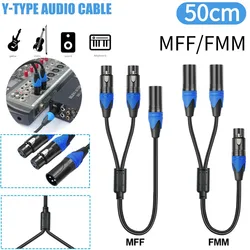 50cm XLR Splitter Cable 1 XLR Female to 2 XLR Male XLR Y Splitter Cable Microphone Splitter Cord for Amplifier Mixer